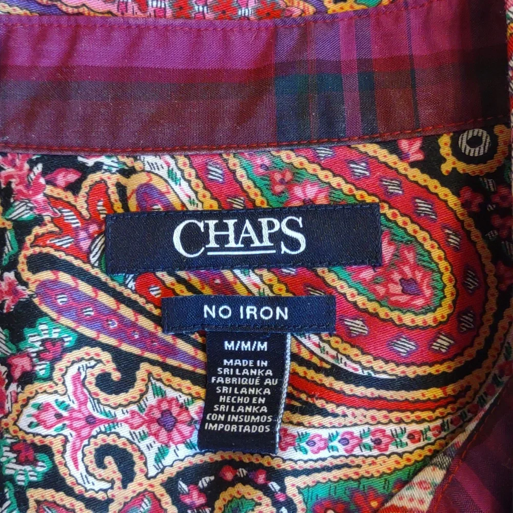 Chaps by Ralph Lauren Colorful Paisley No Iron Button Down Blouse EUC - Picture 5 of 8